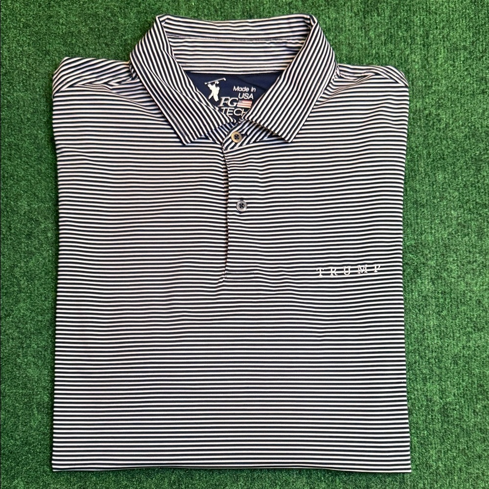 Fairway & Greene Tech Trump National Polo (Black & White Striped / Size XXL) - Picture 3 of 6